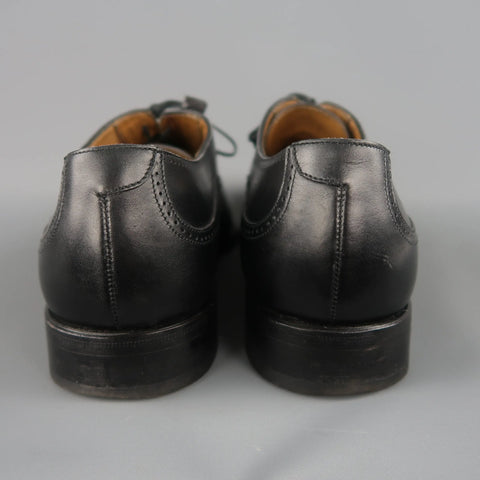 FRANCESCHETTI Size 12 Black Leather Brogue Medallion Lace Up FRANCESCHETTI