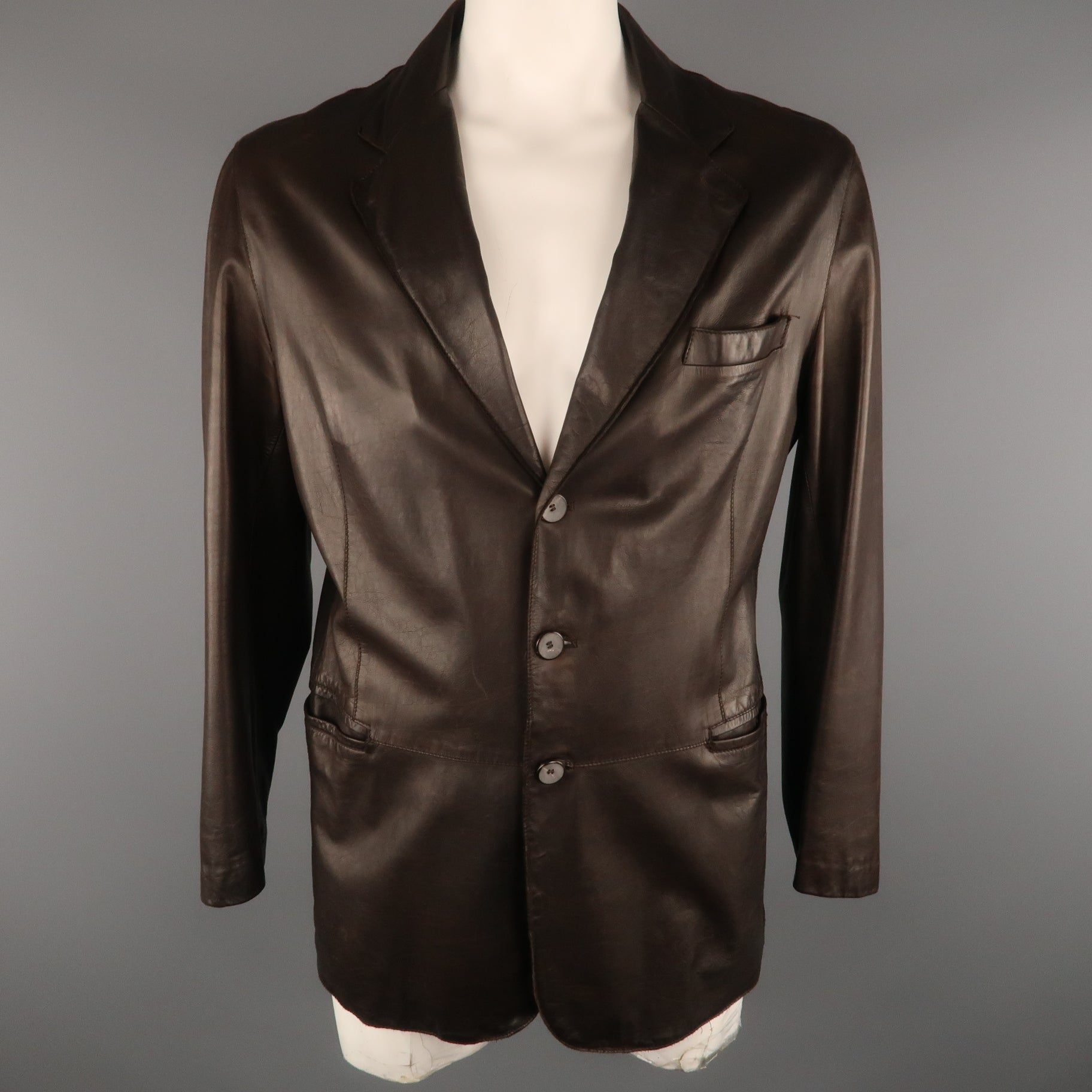 giorgio armani le collezιονι 牛革レザー　イタリア製 Giorgio Armani le collezioni Leather Shearling Coat Jacket