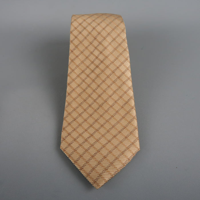 GIORGIO ARMANI Gold Silk Red All Over Striped Tie