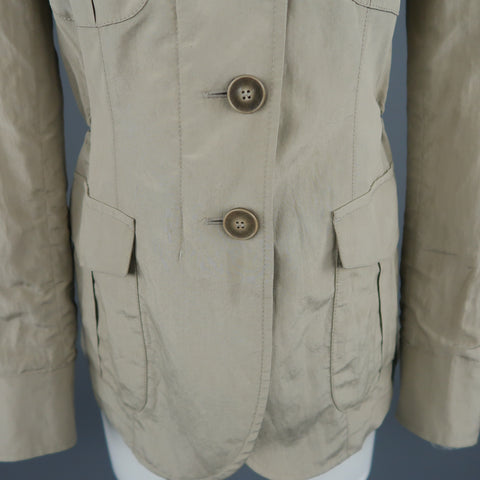GIORGIO ARMANI Size 2 Khaki Silk Blend Safari Jacket