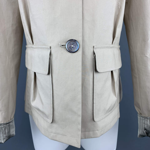 GIORGIO ARMANI Size 6 Khaki Cotton Blend Patch Pocket Jacket