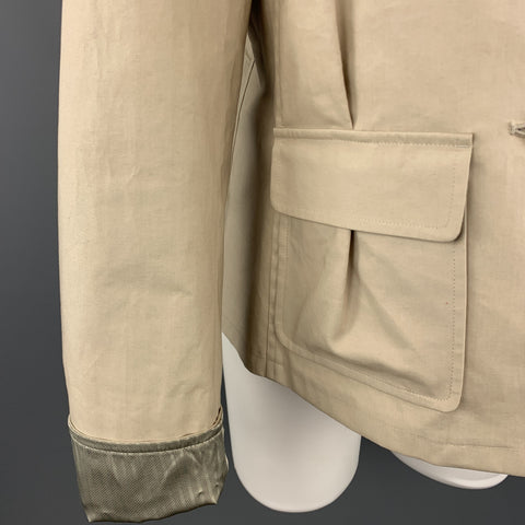 GIORGIO ARMANI Size 6 Khaki Cotton Blend Patch Pocket Jacket