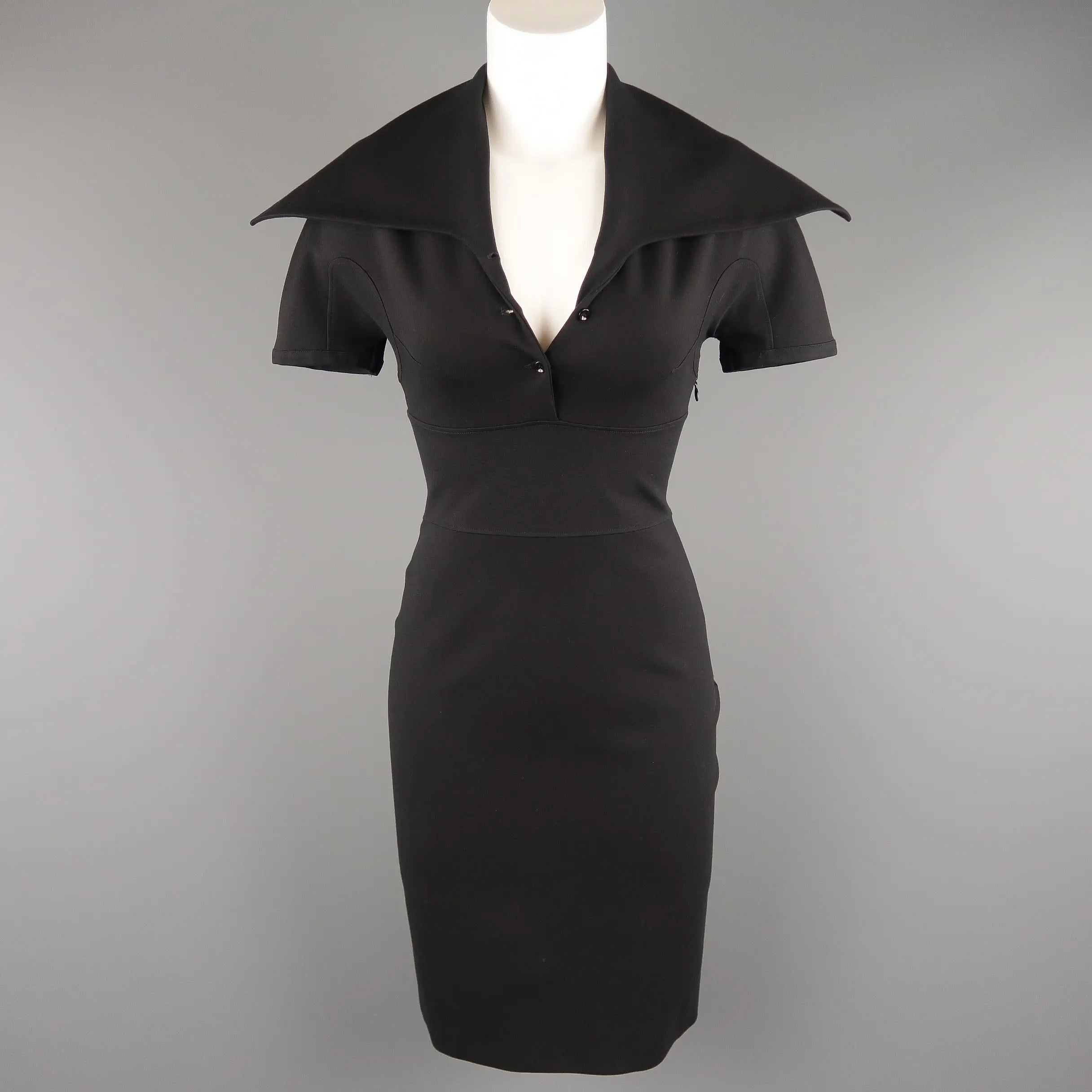 GIVENCHY Size S Black Jersey Wide Collared Polo Sheath Dress – Sui