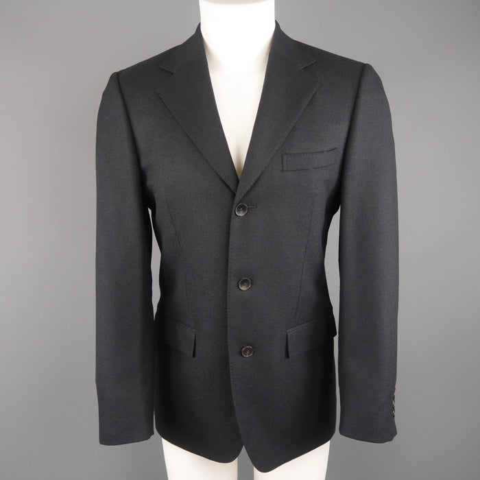 GUCCI 36 Navy Woven Wool / Mohair Notch Lapel Sport Coat