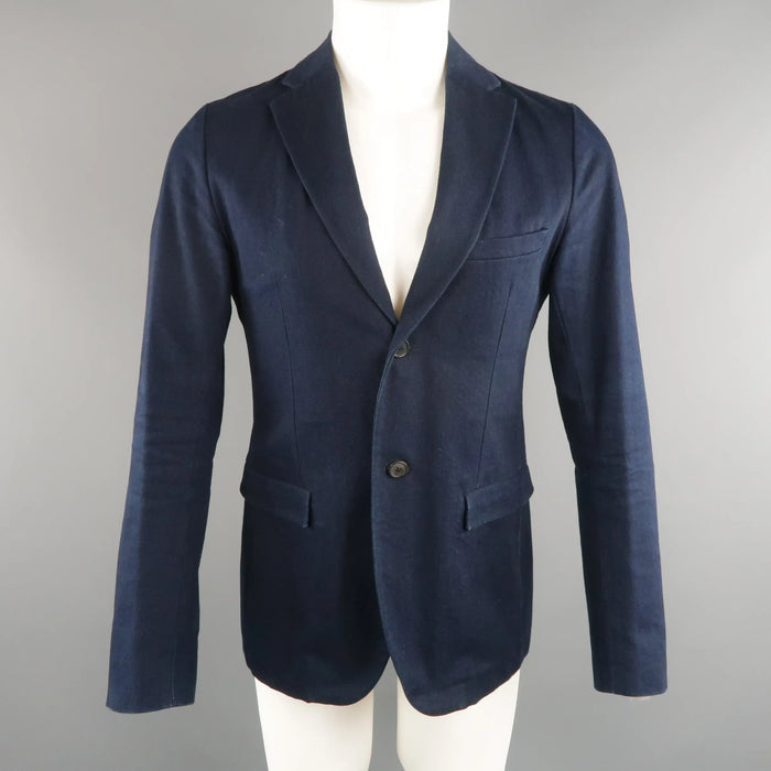 JIL SANDER 38 Indigo Solid Denim Sport Coat Jacket