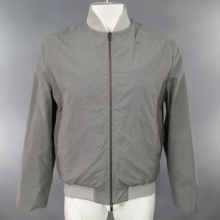 JIL SANDER 44 Gray Wool / Cotton Light Weight Bomber Jacket