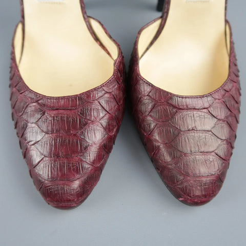 JIMMY CHOO Size 10 Plum Snake Skin Ankle Strap Pumps JIMMY CHOO