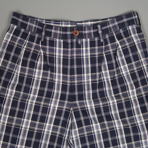 JUNYA WATANABE Size S Navy & White Plaid Cotton Zip Fly Shorts
