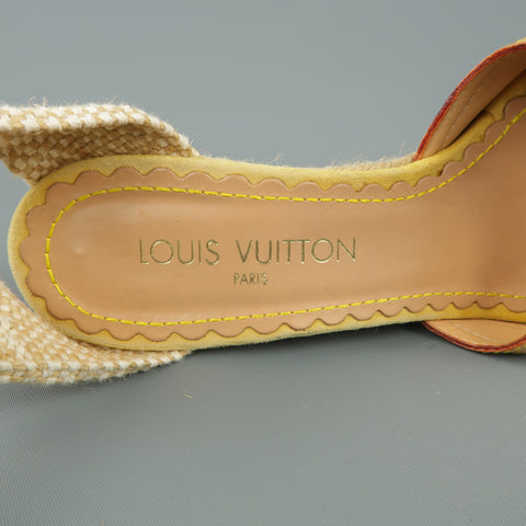 LOUIS VUITTON Size 9.5 Yellow Suede Tied Ankle Strap Espadrille Wedges