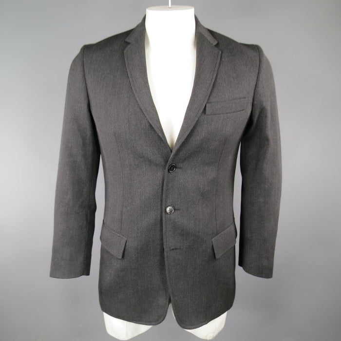 MAISON MARTIN MARGIELA Regular Charcoal Solid Wool Notch Lapel Sport Coat