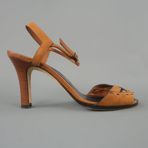 MANOLO BLAHNIK Size 6 Tan Suede X Strap Sandals