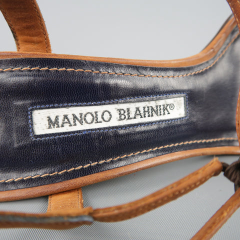 MANOLO BLAHNIK Size 6 Tan Suede X Strap Sandals