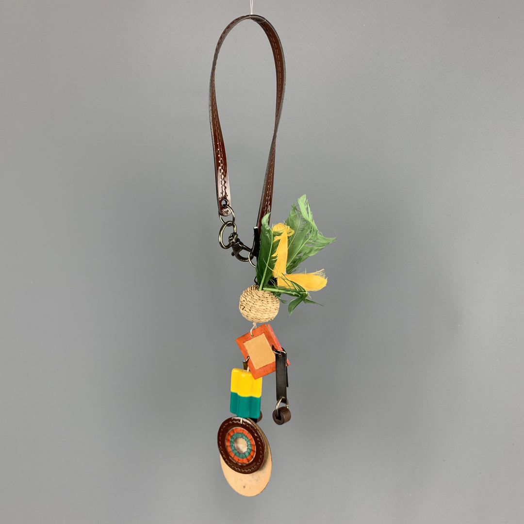 MARNI Multi-Color Mixed Metal Patent Leather Square Key Ring