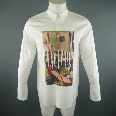 MARNI Size XS White Print Cotton Long Sleeve Shirt