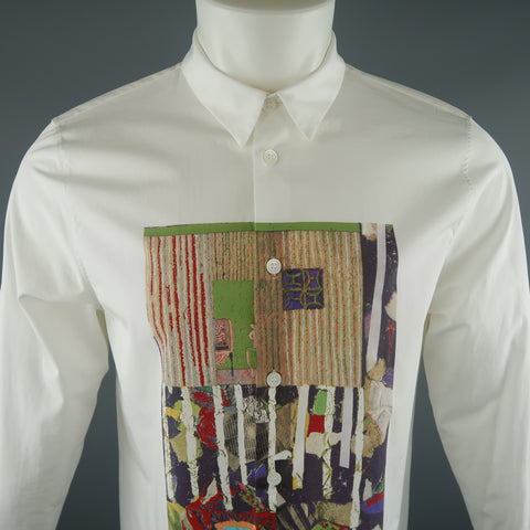 MARNI Size XS White Print Cotton Long Sleeve Shirt