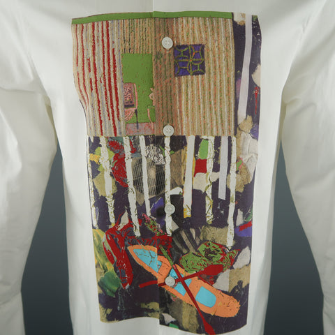 MARNI Size XS White Print Cotton Long Sleeve Shirt