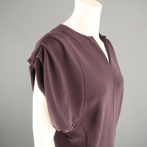 MAX MARA Size S Purple Textured Pleated Shoulder Shift Dress