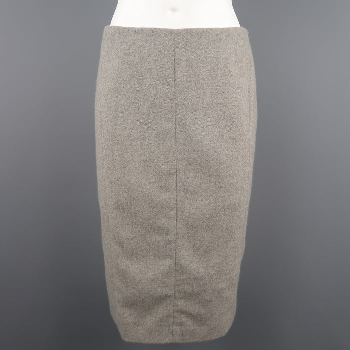 NARCISO RODRIGUEZ Size 6 Heather Grey Virgin Wool / Angora Tweed Skirt