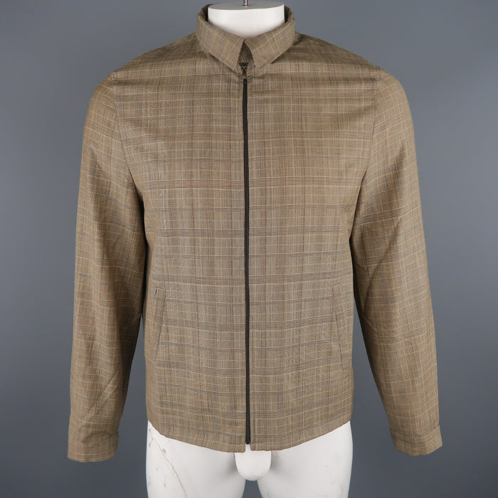 NEIL BARRETT Chest Size M Tan Plaid Wool Bomber Jacket