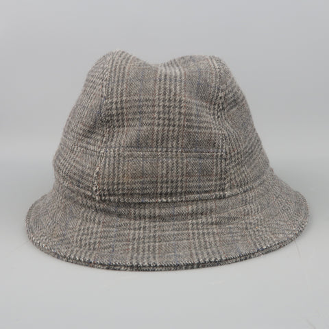 NEIL BARRETT Size M Gray Glenplaid Wool Blend Fedora Hat