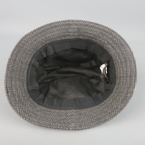 NEIL BARRETT Size M Gray Glenplaid Wool Blend Fedora Hat