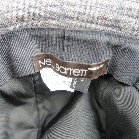 NEIL BARRETT Size M Gray Glenplaid Wool Blend Fedora Hat