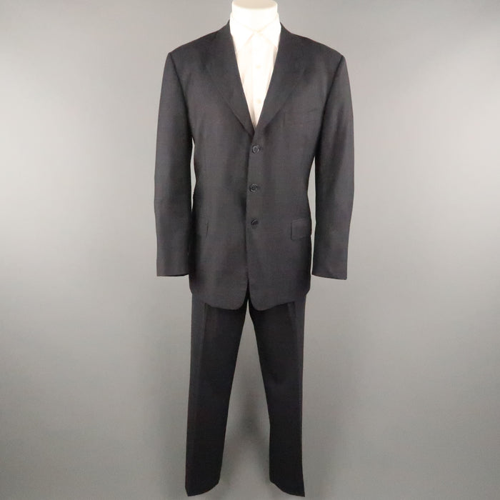 PAUL SMITH Pecho 42 Traje con solapa de muesca de lana a cuadros color carbón 34 32