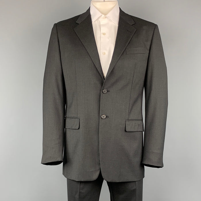 PRADA 42 Regular Charcoal Wool Notch Lapel Suit