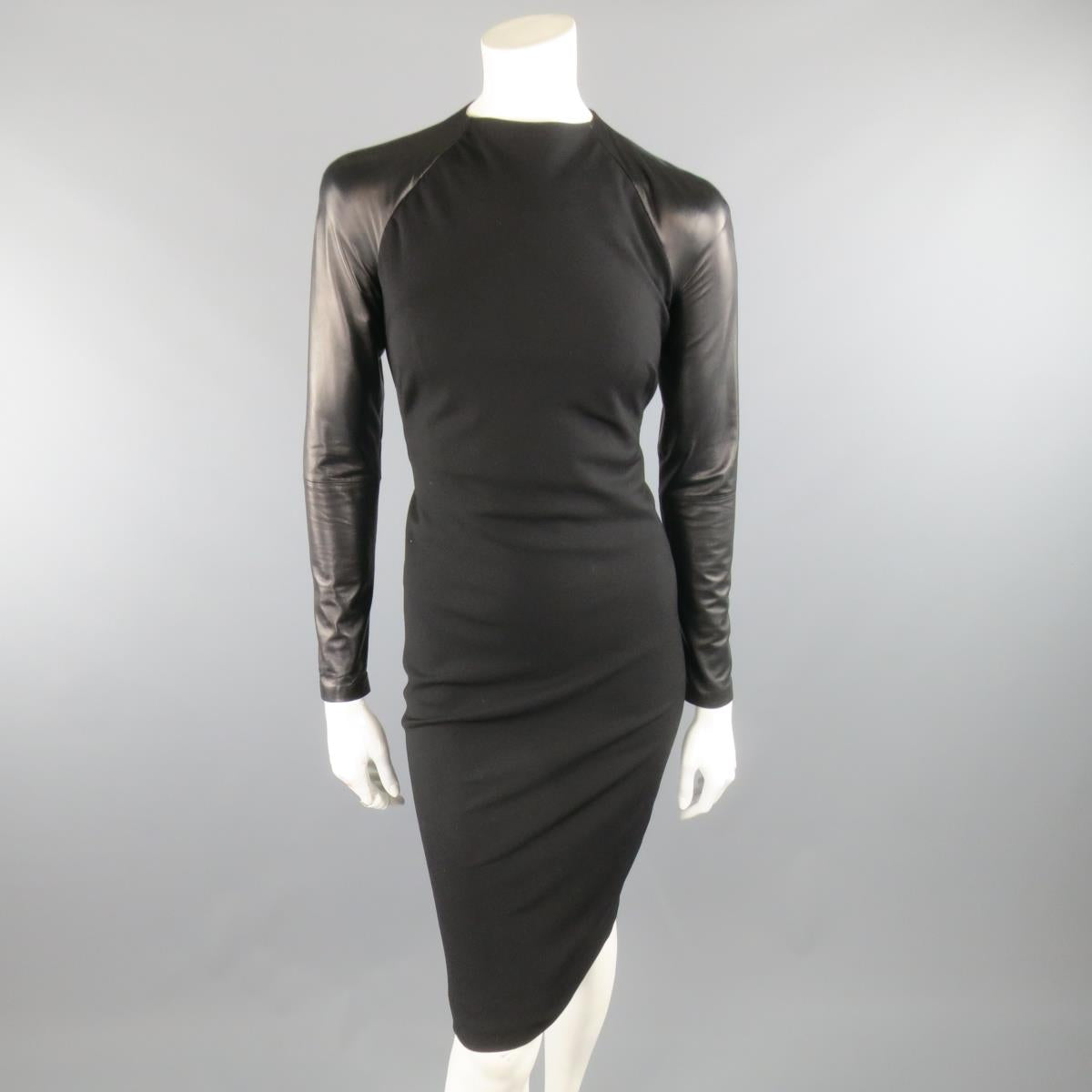 RALPH LAUREN COLLECTION Megan Fall 2012 Size US 4 Black Wool Leather S Sui Generis Designer Consignment RALPH LAUREN COLLECTION Megan Fall 2012 Size US 4 Black Wool Leather S Sui Generis Designer Consignment