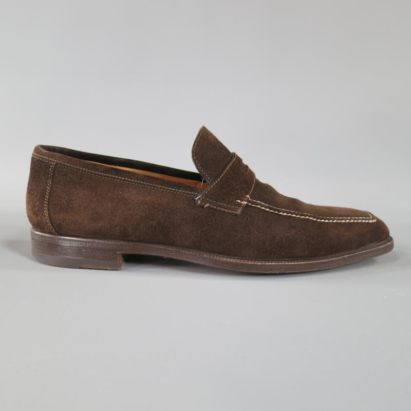 SUTOR MANTELLASSI Size 8 Brown Suede Penny Loafers – Sui Generis