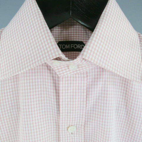 TOM FORD Size M Pink Micro Plaid Cotton Long Sleeve Shirt