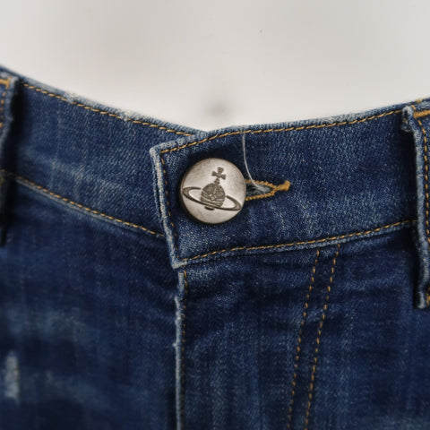 VIVIENNE WESTWOOD Size 30 Indigo Distressed Denim Jeans