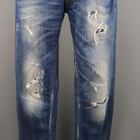 VIVIENNE WESTWOOD Size 30 Indigo Distressed Denim Jeans