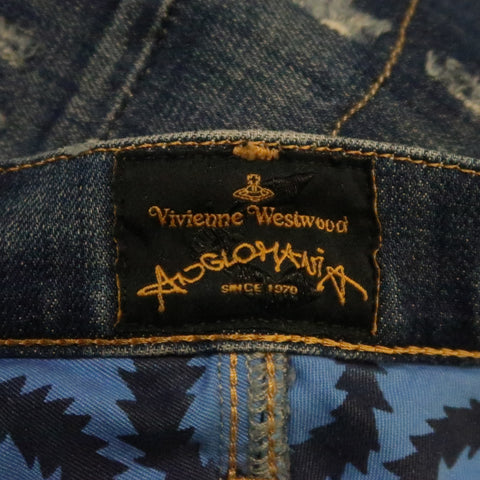 VIVIENNE WESTWOOD Size 30 Indigo Distressed Denim Jeans