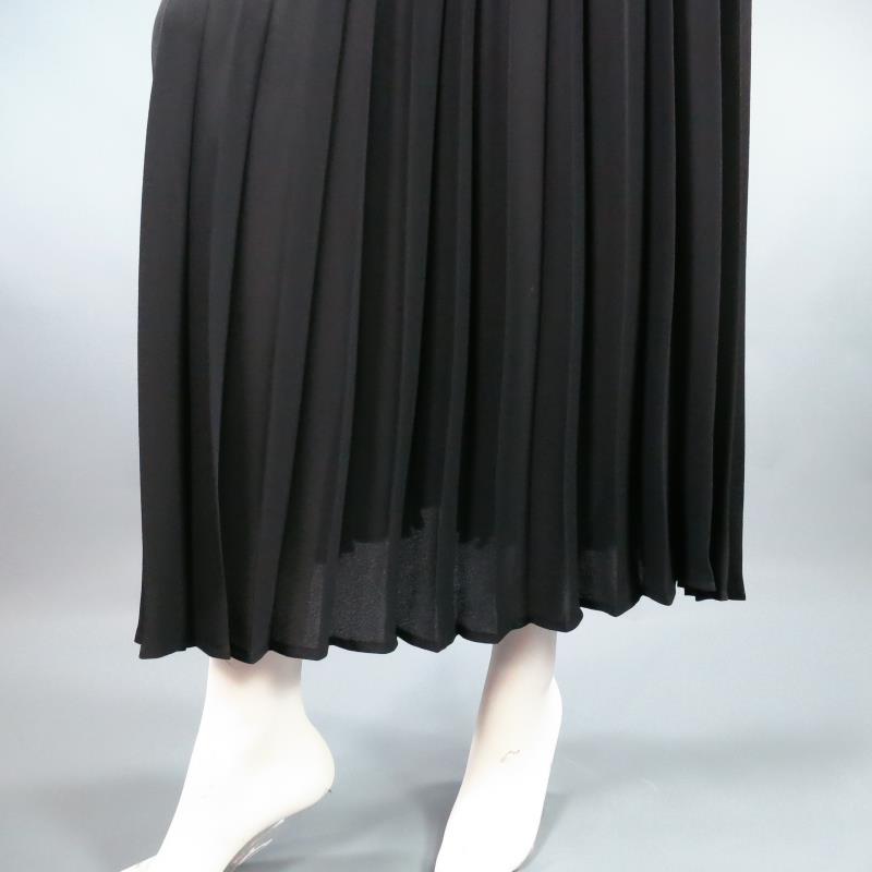 Vintage THIERRY MUGLER Size 10 Black Pleated Midi Skirt