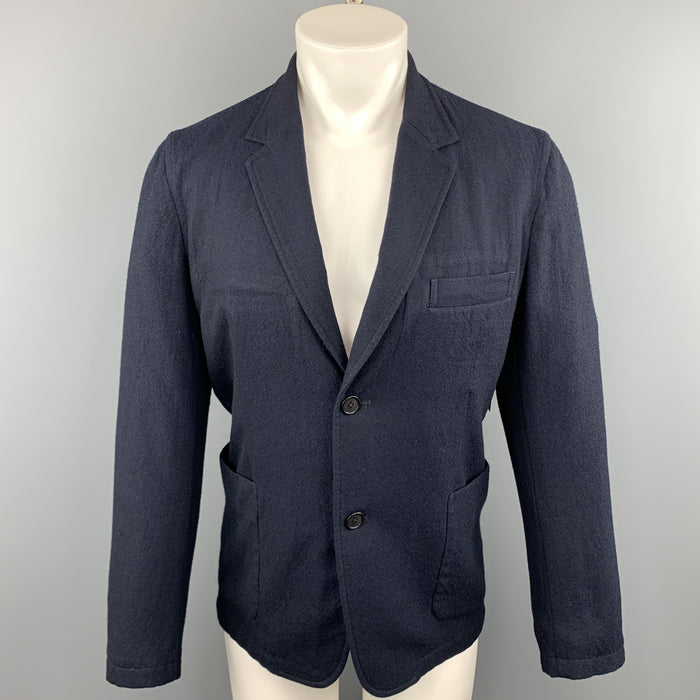 YOHJI YAMAMOTO Chest Size M Navy Solid Wool Notch Lapel Sport Coat