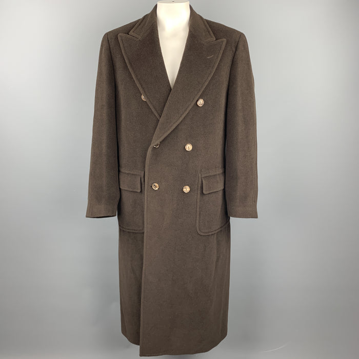 ERMENEGILDO ZEGNA Size 44 Brown Rayon Peak Lapel Peacoat