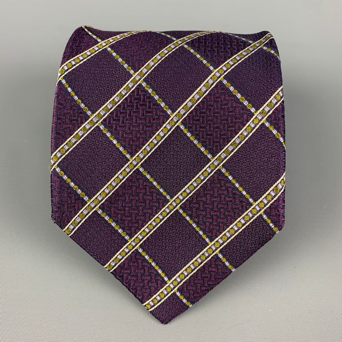 BRIONI Purple White Textured Silk Tie