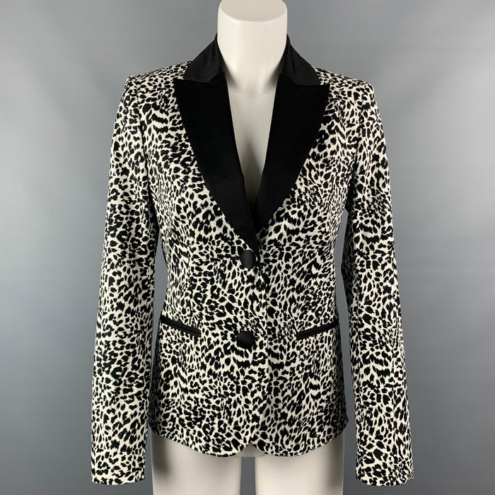 LOVE MOSCHINO Size 6 Black & White Print Cotton Jacket