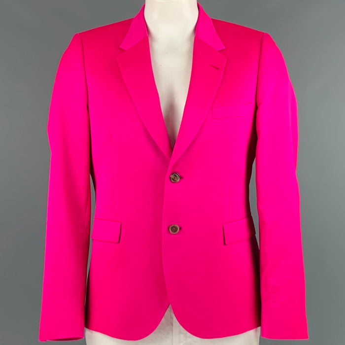 PAUL SMITH Talla 42 Abrigo deportivo con solapa de muesca de seda y lana lisa rosa