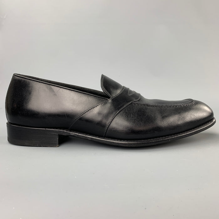 TOM FORD Size 10.5 Black Leather Slip On Loafers
