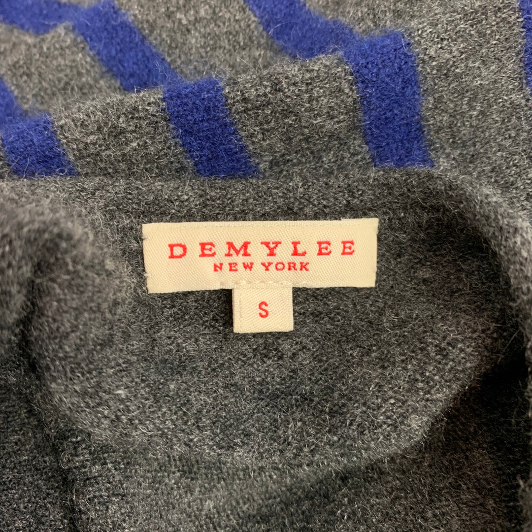 DEMYLEE Size S Grey & Navy Knitted Stripe Cashmere Dress