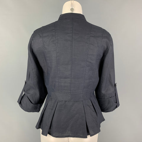 ARMANI COLLEZIONI Size 6 Navy Viscose Casual Top