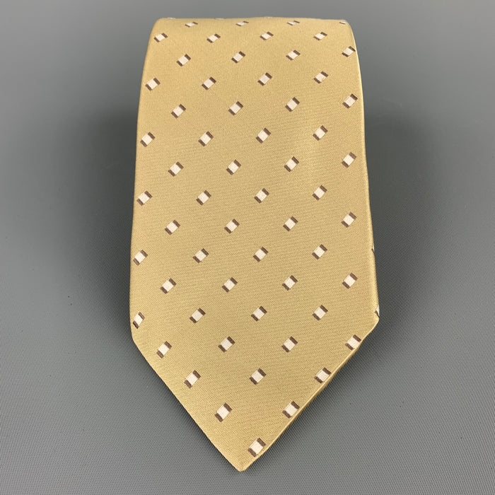 ERMENEGILDO ZEGNA Gold Squares Silk Tie