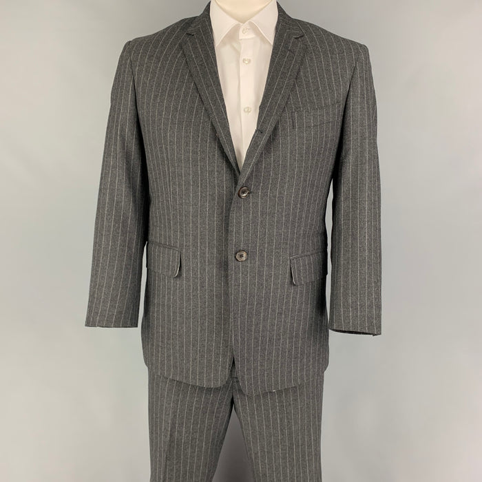 BLACK FLEECE Size 42 Dark Gray Stripe Wool Notch Lapel Suit