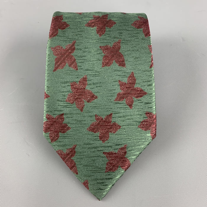 GIORGIO ARMANI Olive & Brown Floral Print Silk Tie