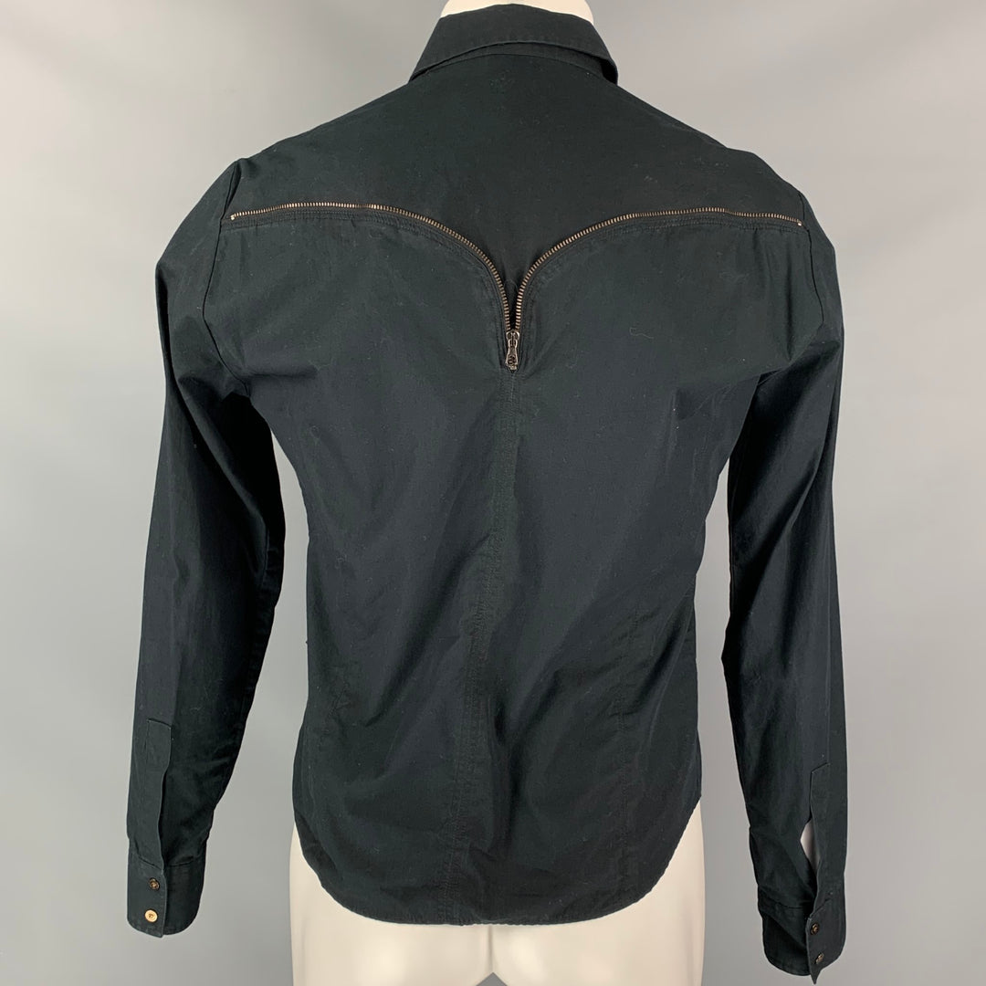 VERSACE JEANS COUTURE Taille M Chemise à manches longues en coton noir avec boutons-pression