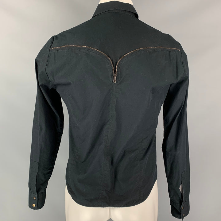VERSACE JEANS COUTURE Taille M Chemise à manches longues en coton noir avec boutons-pression