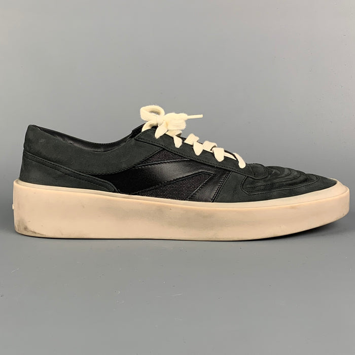 FEAR OF GOD Size 11 Black & Charcoal Leather Lace Up Sneakers