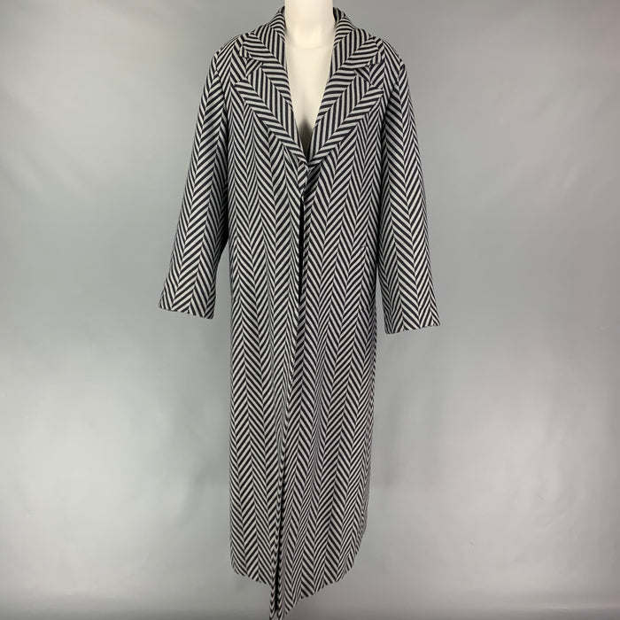 GIORGIO ARMANI Size 6 Grey Black Not Listed Herringbone Notch Lapel Coat